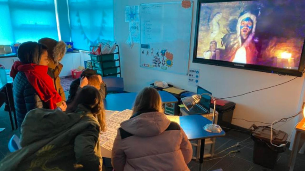 Pupils taking part in a Storyhaven classroom experience